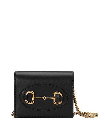 Gucci 1955 Horsebit Leather Card Case Chain Wallet Handbags 